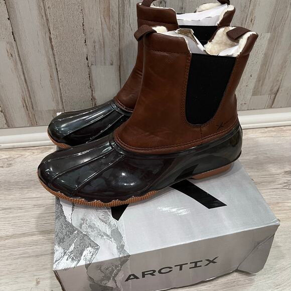 New! Arctix Faux Leather Brown McKenzie Duck Boots Rubber Womens Size 10 - Picture 6 of 6